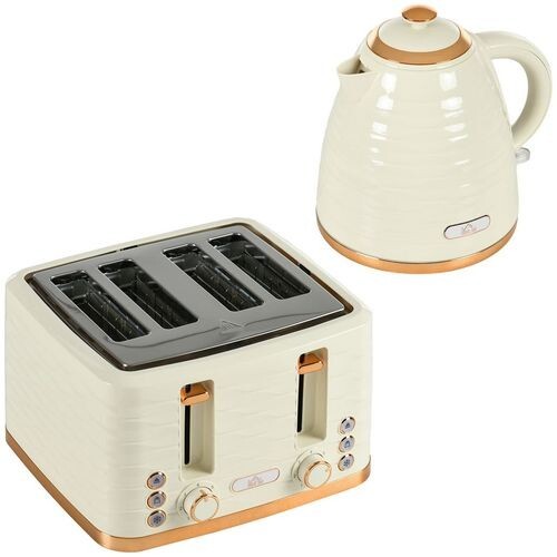 Cream kettle and toaster - cream,