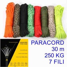 PARACORD 30 METRI CORDA CAMPEGGIO RESISTENTE 550LB - 250KG - 4MM COLORE A SCELTA