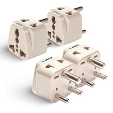 OREI World to India (Type D) Travel Adapter Plug - 4 Pack - Beige