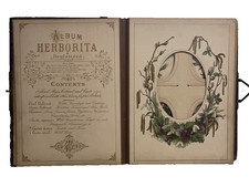 Album Herborita c1870 Victorian Photograph Floral Full Leather Clasp Photo
