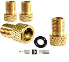 4 x BRASS ADAPTOR PRESTA TO SCHRADER BICYCLE VALVE CONVERTER BIKE PUMP CONNECTOR