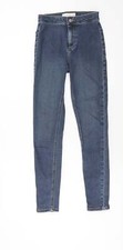 Topshop Womens Blue Cotton Blend Skinny Jeans Size W26 L32