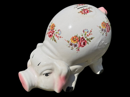 Vtg ceramic snuffling pig - snuffling,