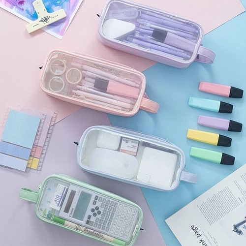 Clear mesh pencil case large - mesh,