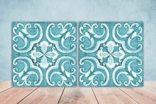 Spanish Ceramic Wall Tiles Mediterranean Kitchen Deco Backsplash Tiles Set of 2