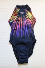 Speedo Black GB 8/30 Endurance Hydrasuit One Piece High Neck Zip Back Swimsuit