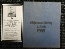 Original German Ww2 Medal Packet + Death Card , Iron Cross 2nd Class Holder