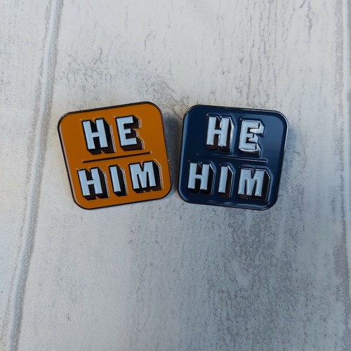 Him pronoun lapel pin - he/him,