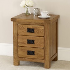 Rustic Oak 3 Drawer Bedside -