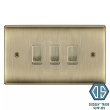 BG Antique Brass Custom Grid Switch Panel Labelled Kitchen Appliance 3 Gang