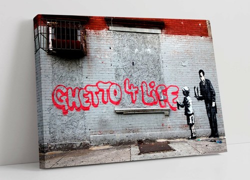 Banksy ghetto life - banksy, canvas