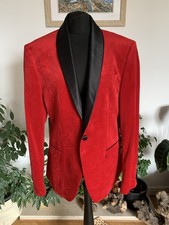 Zara Man Red Velvet Blazer Jacket Tuxedo Men Dinner Evening Tux - Size 44