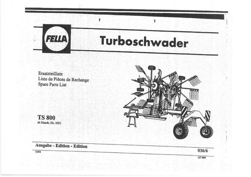 Fella hay rake ts800 parts - hay,