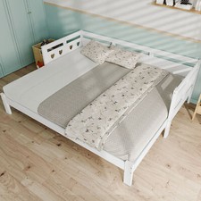 3ft Single Daybed w/Pull-out Bed, Wooden Sofa Bed 180x190cm Bed Frames Guest Bed