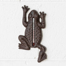 Cast Iron Wall Mounted Frog Outdoor Garden Thermometer Decoration Art Greenhouse