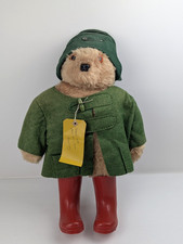 Vintage Paddington Bear Handmade Green Coat & Hat Red Boots Height 20:in / 50:cm