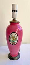 Beautiful vintage 1920s Art Deco pink ceramic lamp flower floral wood base