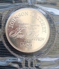 VINTAGE 1980's  SET OF 10 JOHNSON MATTHEY BILL OF RIGHTS 1oz FINE SILVER ROUNDS