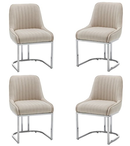 Beige velvet dining chairs - velvet,