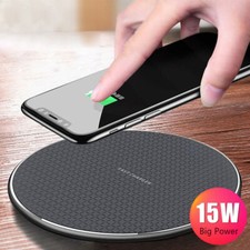 15W Fast Wireless Charger Pad Mat Dock Stand For Samsung Apple iPhone Universal