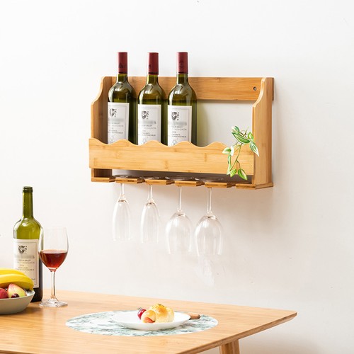 Wall mounted bamboo wine rack - bamboo,
