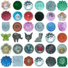 VINTAGE STYLE SHABBY CHIC METAL & GLASS CUPBOARD DOOR KNOBS DRAWER PULLS KB09