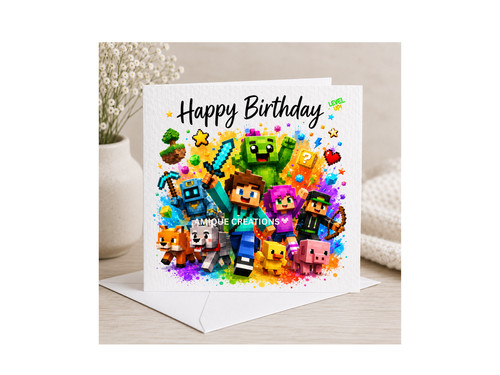 Minecraft style birthday card - minecraft,