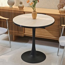30"Round Dining Table Modern Tulip Kitchen Table Thickened Sturdy Metal Pedestal