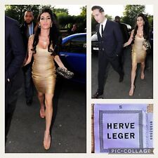HERVE LEGER Gold Bandage Dress