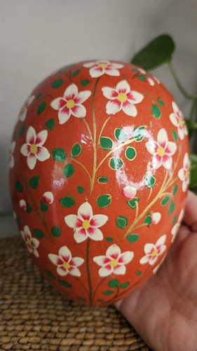 Vintage red paper mache egg - mache,