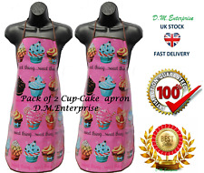 2 X CupCake Design Ladies Wipe Clean Waterproof PVC Aprons Chefs Kitchen