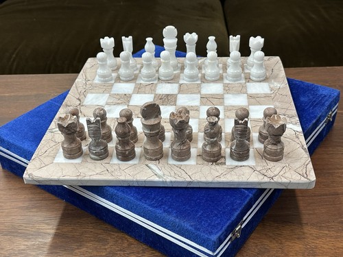 Square teak white - white, marble