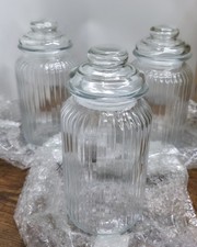 1300ml Glass Jars Set of 3 Airtight Traditional Sweet Jar Maison & White New