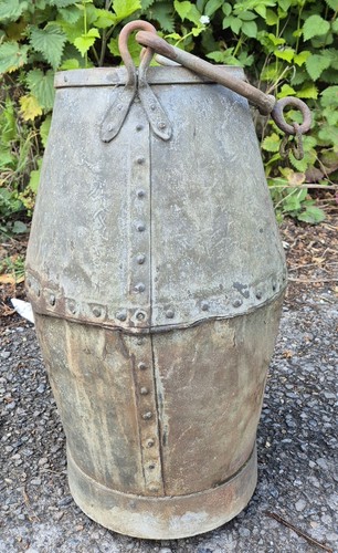 Vintage galvanised metal well - metal,