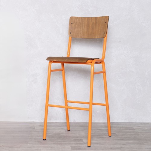 Wooden bar stool orange frame - stool,