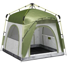 Outsunny 4 Man Pop Up Tent Camping Backpacking Dome Tent, Green