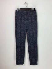 Robell Modell Marie Black Grey Paisley Slim Fit Stretch Trousers UK 10