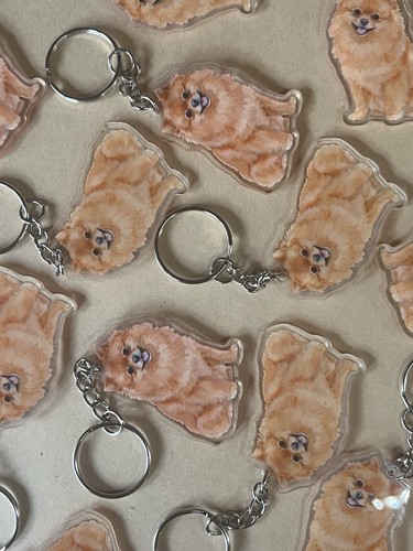 Golden pomeranian keyring - pomeranian,