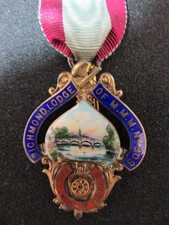 Masonic Silver & Enamel Founder's Medal Richmond Lodge #808 c.1924