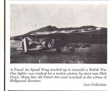 Travel Air Speed Wing Crashed For Movie By Dick Grace 4" x 3.5" Vtg Mag Excerpt