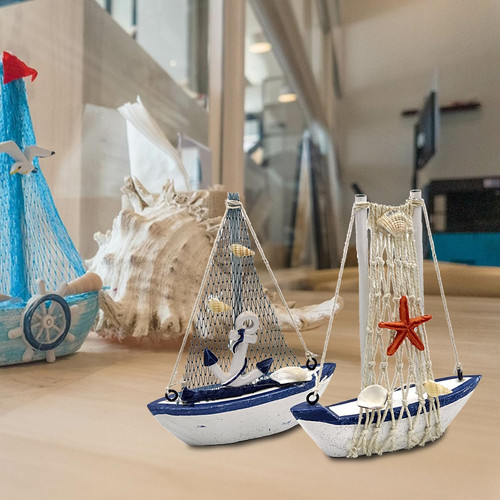 2pc wooden sailboat - 2pc, decor