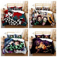 3D Demon Slayer Bedding Set Kids Duvet Cover Single Double King Pillowcase Gift