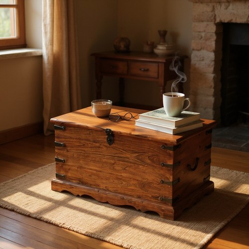 Large solid wooden trunk chest - large,