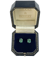 Emerald Earrings 14ct White Gold 2.5ct Emerald Stud Earrings Yellow Butterflies