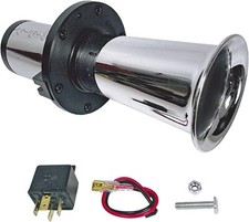 Chrome 12v Vintage Loud Sound Trumpet Klaxon Horn Kit For Camper Car Van & Truck