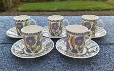 Set 5 Elizabethan Bone China Tara Pattern Coffee Cups / Small Mugs & Saucers