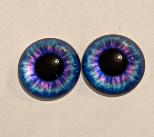 Blue pink glass cabachon eyes - blue/pink,