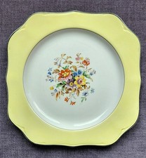 Victorian Johnson Brothers Pareek Cake/Sandwich Plate (square) in floral yellow