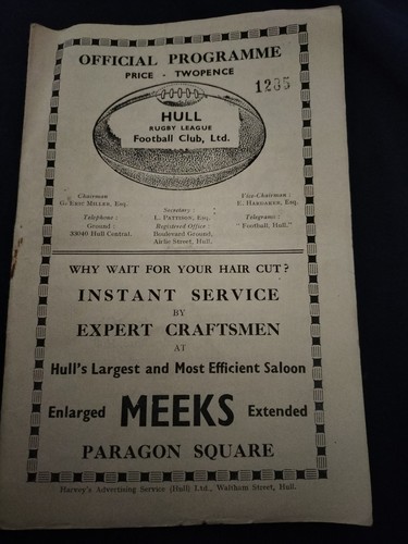 Vintage rugby league programme - vintage,