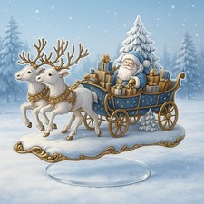 2D Bohemian-Style Acrylic Santa Sleigh Figurine Dreamy Christmas Elements  Decor